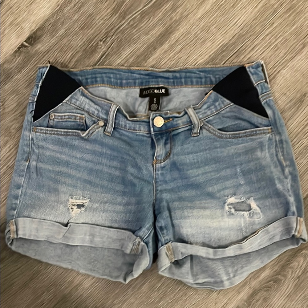 Indigo Blue Jean Shorts Blue Rolled Hems